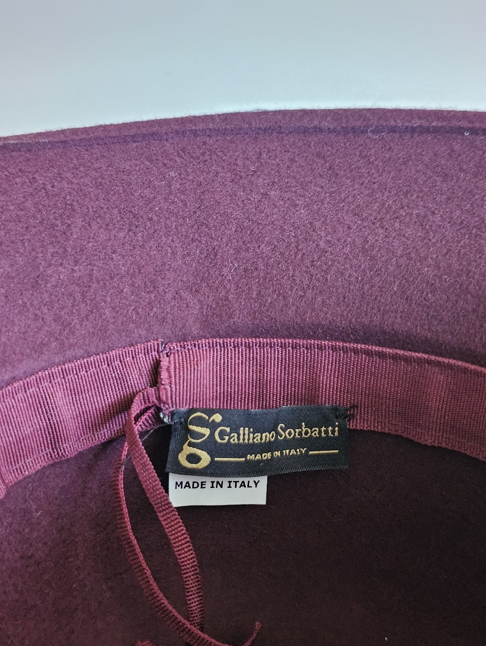 Galliano Sorbatti Wool Hat Burgundy Wide Brim Italy Vintage Style - Picture 6 of 11